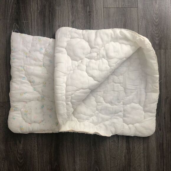 vintage baby blanket white sleeping blanket pastel ducks play mat soft - Picture 3 of 16